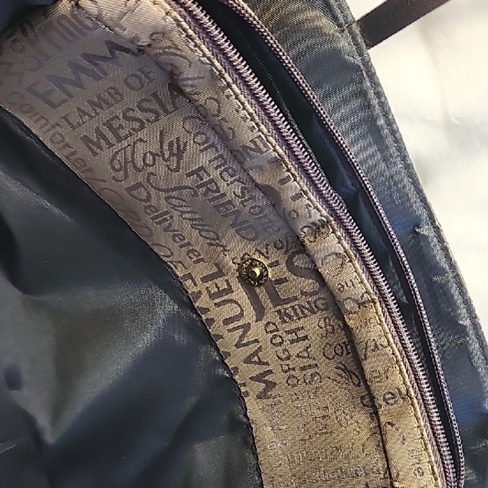 Religious Text Printed Tote/Bible Bag in Brown EUC - Picture 3 of 16
